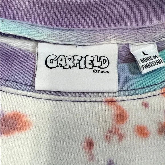 Vibrant Tie-Dye Garfield Women's Sweatshirt "I Donut Care" Large - Picture 11 of 14